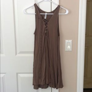 Brown Summer Dress with Tie Up Front